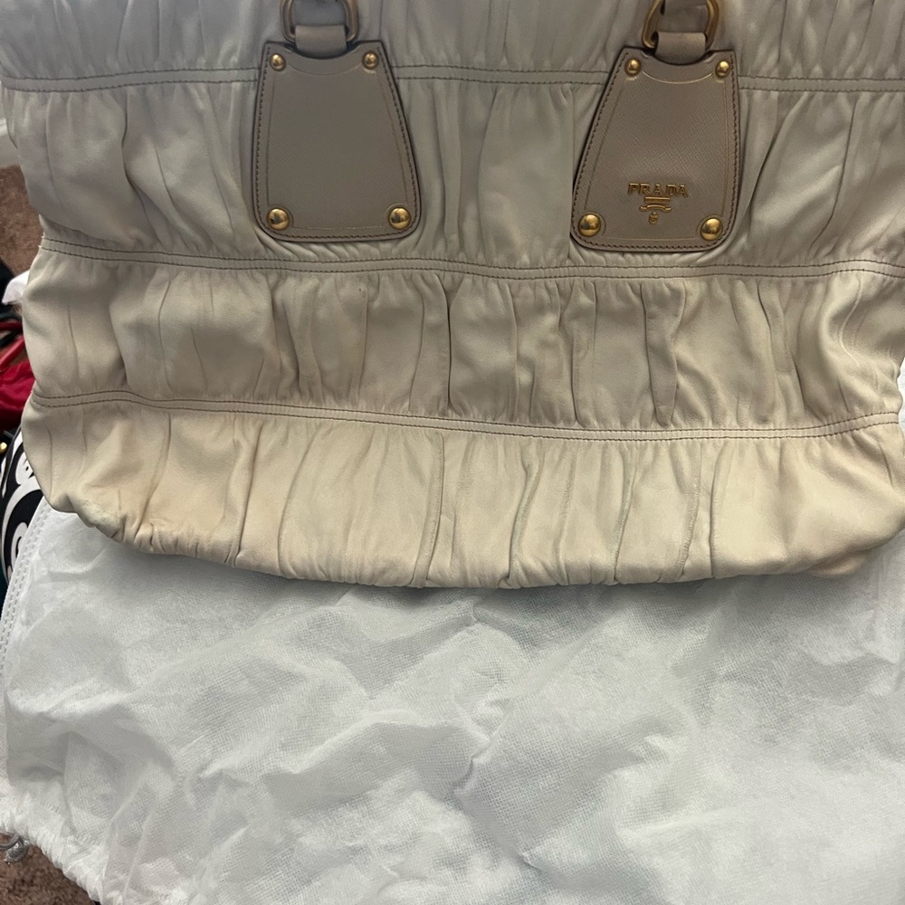 Prada Cream Gathered Tote